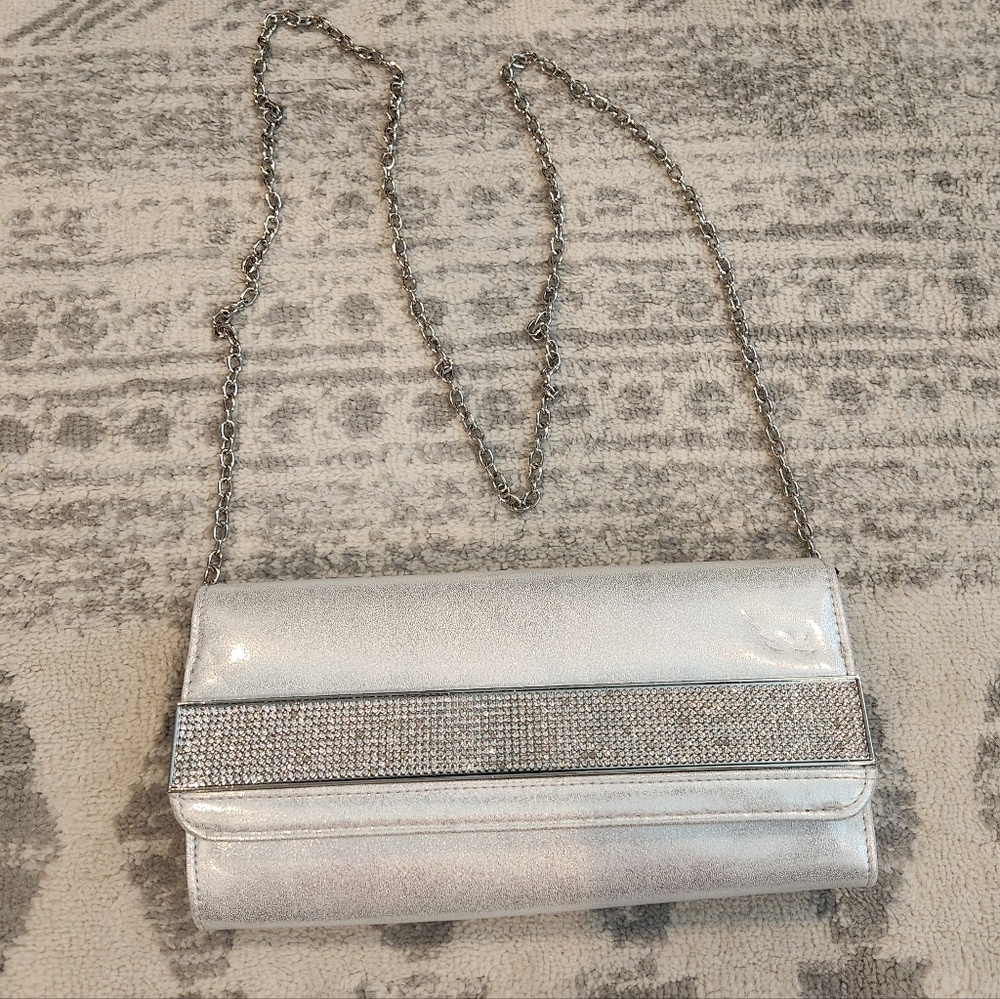 Kate Landry Silver Rhinestone Clutch